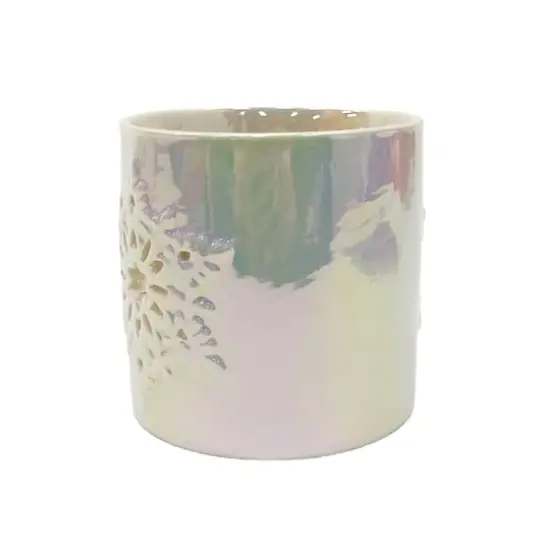 3.5" White Iridescent Star Ceramic Candle Holder by Ashland&reg; {3}