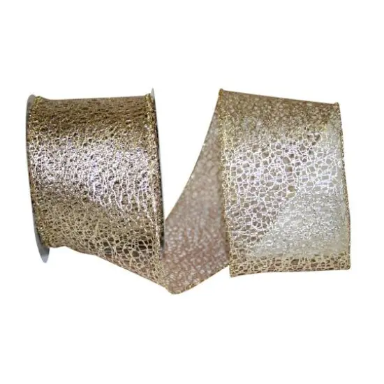 Reliant 2.5" x 10yd. Web Mesh Metallic Wired Ribbon Platinum {2}