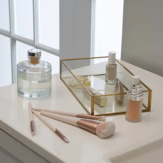 Home Details 9.5" Gold Vintage Glass Keepsake Tray {4}