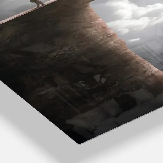 Designart Big Cross Between Two Cliffs Rectangular Wall Clock {4}