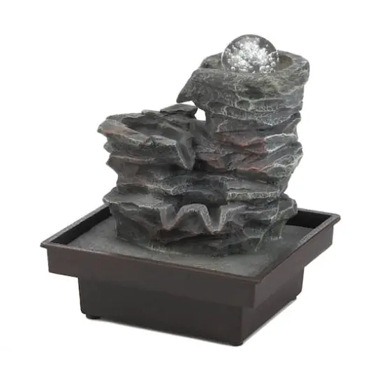 9" Glass Orb on Rocks LED Tabletop Fountain {1}