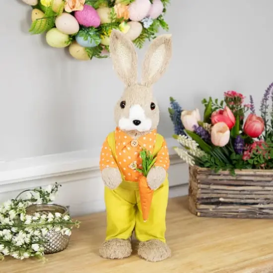 16" Orange & Green Standing Boy Rabbit with Carrot Easter Figure {3}