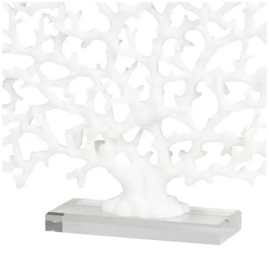 16.75" White Coral Sculpture D&eacute;cor with Clear Base {6}