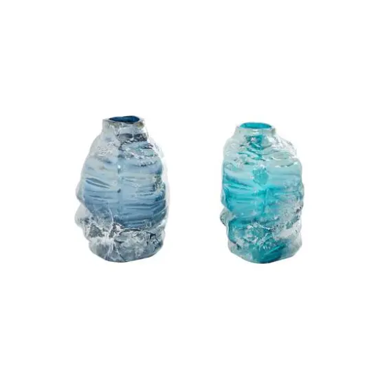 Blue Contemporary Glass Vase Set {9}