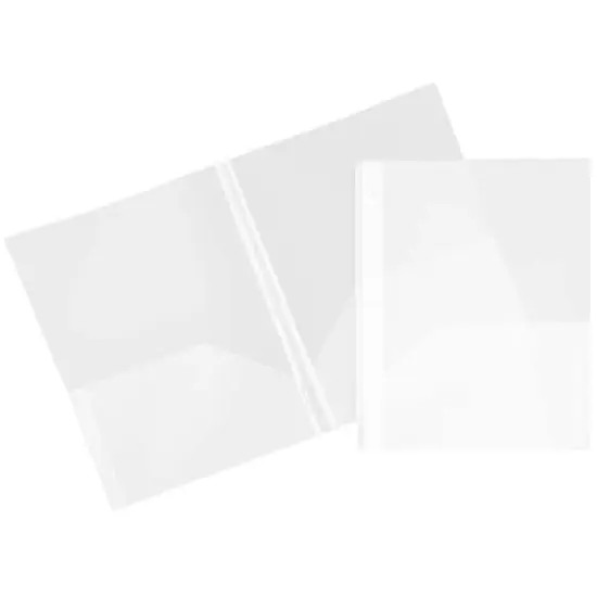 JAM Paper 9.5" x 11" Plastic 2 Pocket School POP Folders with Clasps, 6ct. Clear {1}