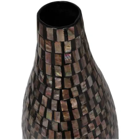 24" Black Mother of Pearl Handmade Mosaic Inspired Vase {6}