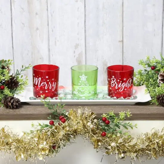 Elegant Designs&trade; Merry & Bright Christmas Candle Holder Set {5}