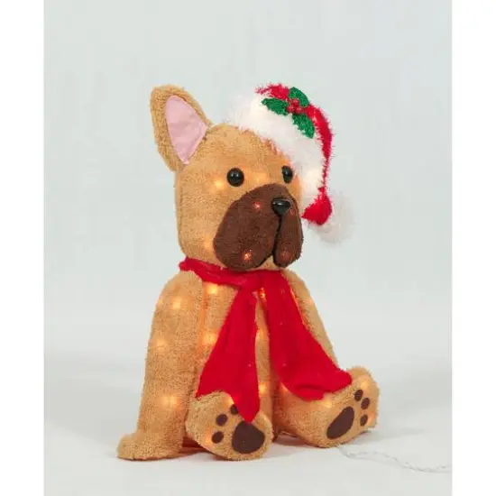 22" Plush Sitting Bulldog Sculpture with Hat {4}