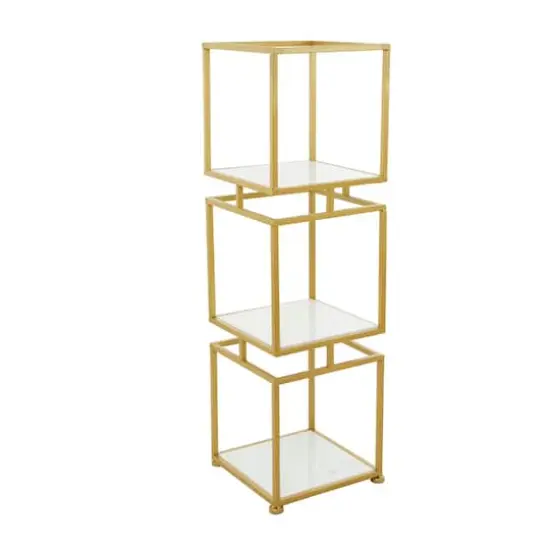 Gold Marble Glam Shelving Unit, 39" x 12" x 12" {3}