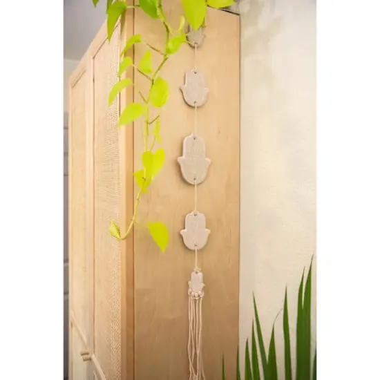 Flora Bunda 24" Ceramic Hamsa Hand With Tassel {4}