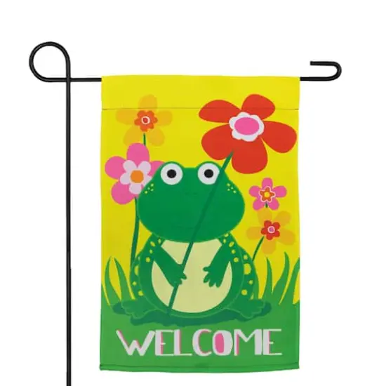 18" Happy Frog Floral Garden Flag {4}