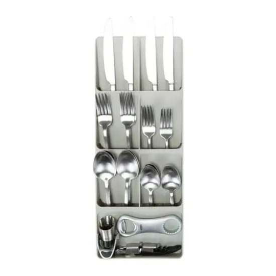 Kitchen Details Gray 7-Slot Drawer Cutlery Organizer {10}