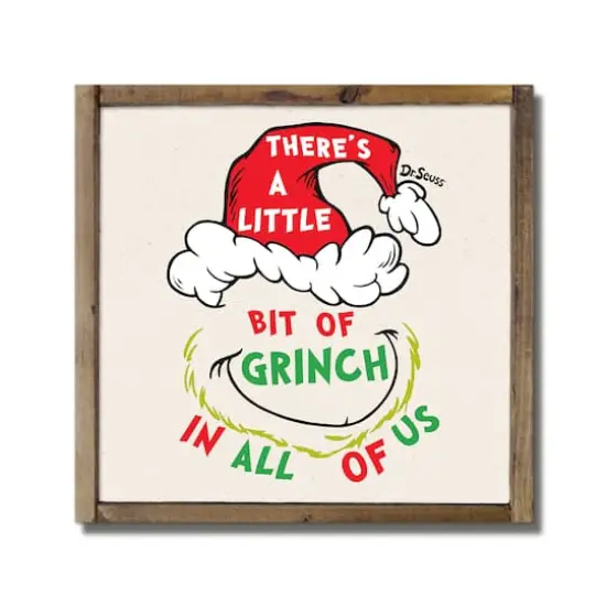 13.5" The Grinch There's a Little Bit in All of Us Framed Wood Plaque {1}