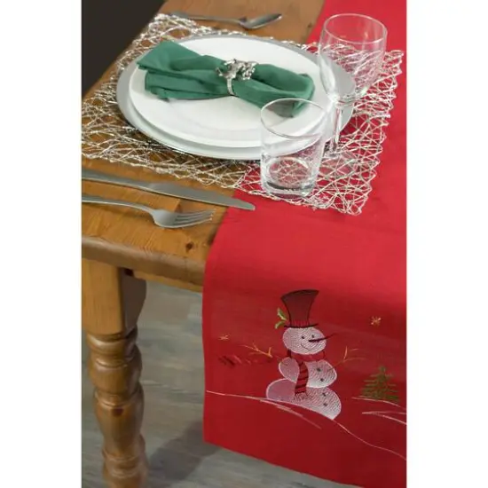 DII&reg; 108" Snowman Embroidered Table Runner {4}
