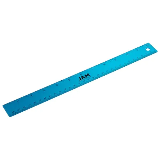 JAM Paper Metallic Stainless Steel Ruler Blue {1}