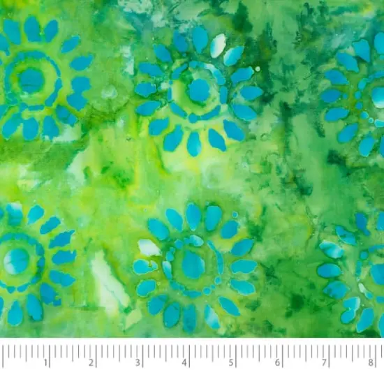 SINGER Batik Lime Green Sunflower Cotton Fabric {1}