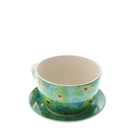 4.5'' Peacock Feather Teacup Planter {5}