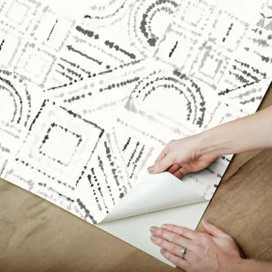 RoomMates Brisbane Peel & Stick Wallpaper Black {6}