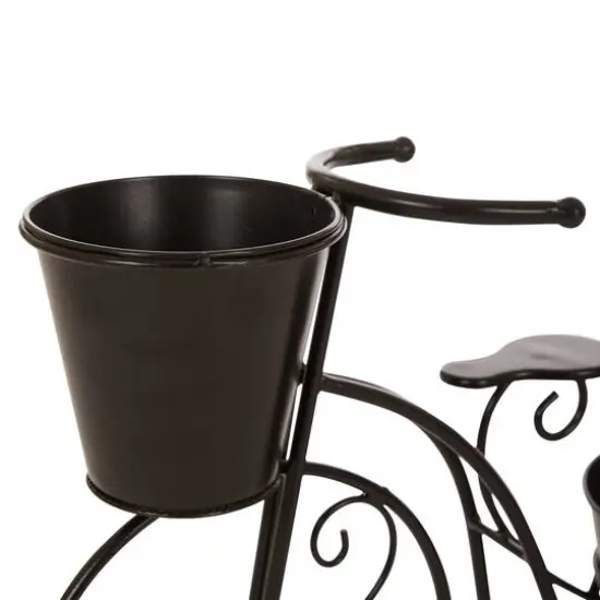 Glitzhome&reg; 20.75" Black Metal Bicycle Planter {7}