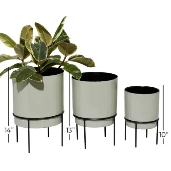 Taupe Metal Contemporary Planter Set {6}