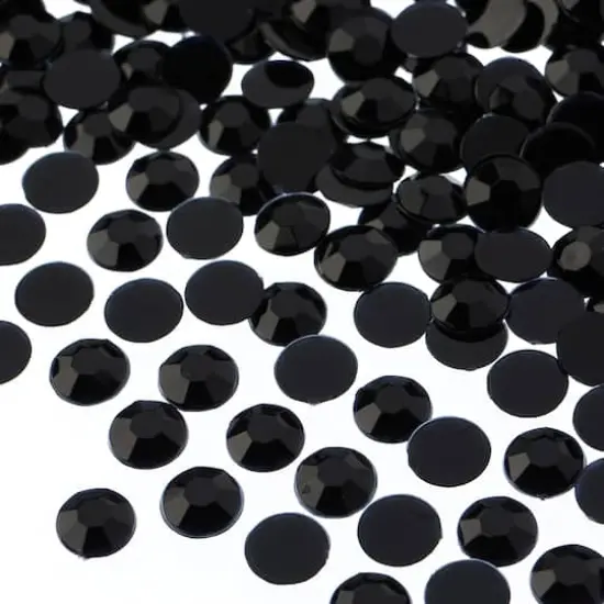 John Bead 8mm Acrylic Round Flat Back Rhinestones, 1,000ct. Black {1}