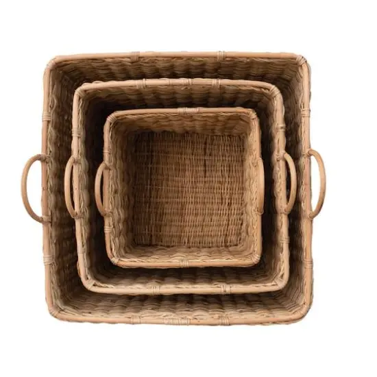 Hello Honey&reg; Natural Square Rattan Basket Set with Handles {11}