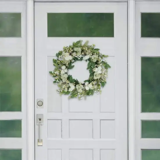 30" White Mum & Daisy Floral Spring Wreath {4}