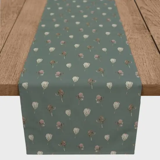 90" Cottage Florals Cotton Twill Runner Emerald {1}