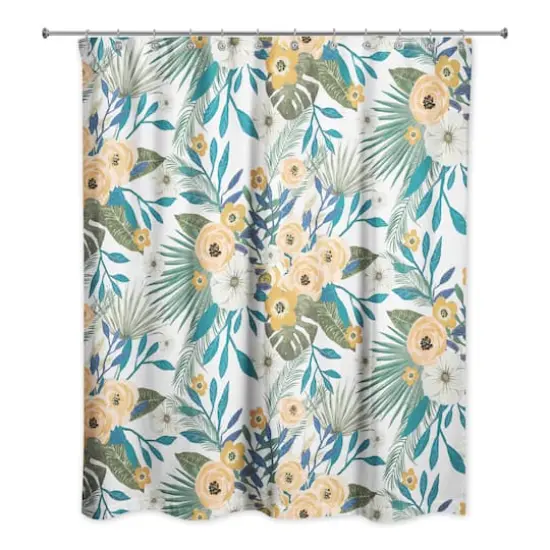 Tropical Floral Shower Curtain White {1}