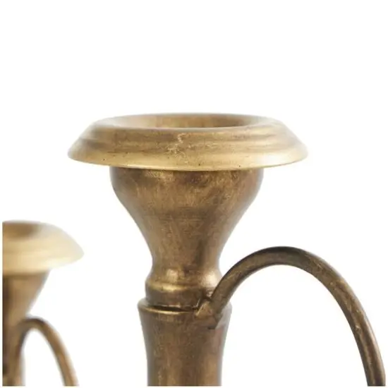 Bronze Metal Antique Style Candle Holder with Candle Plates & Handles Set {7}