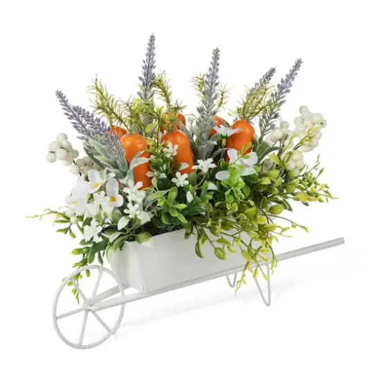 Glitzhome&reg; 12.5" Easter Carrot Metal Wagon Centerpiece {1}