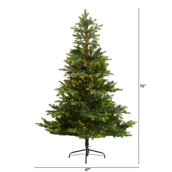 6ft. Pre-Lit North Carolina Spruce Artificial Christmas Tree, Clear LED Lights {8}