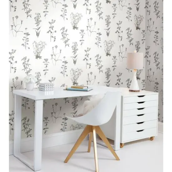 RoomMates Botanical Print Peel & Stick Wallpaper White and Black {11}