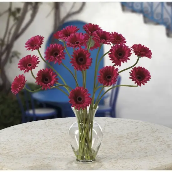 21" Gerbera Daisy Liquid Illusion Silk Flower Arrangement Dark Pink Beauty {4}