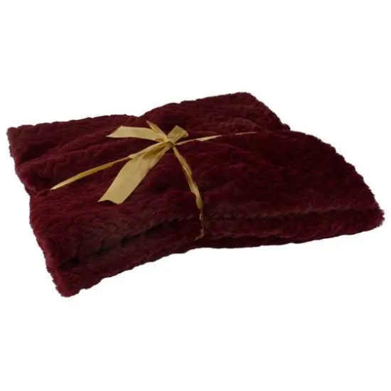 Burgundy Red Ultra Plush Faux Fur Throw Blanket {5}