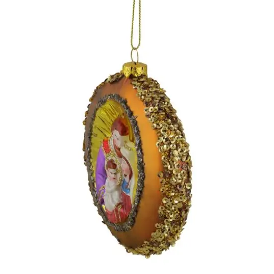 4" Joseph, Mary & Baby Jesus Glass Disc Ornament {7}