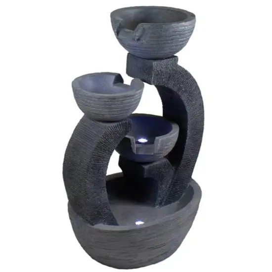 2.6ft. Black Lighted Three-Tier Outdoor Garden Water Fountain {7}