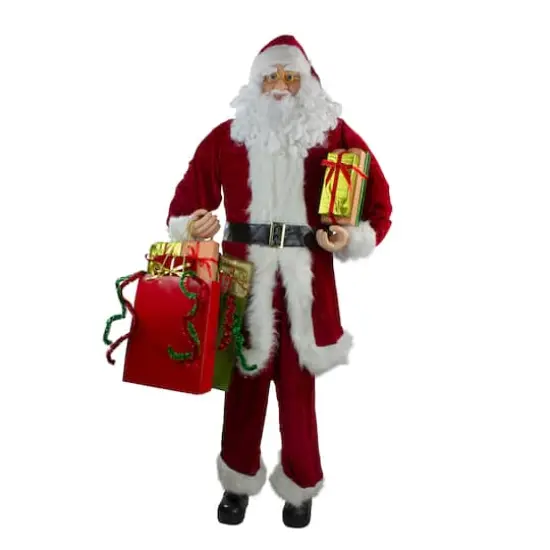 6ft. Red & White Standing Santa Claus with Presents Christmas Figure {1}