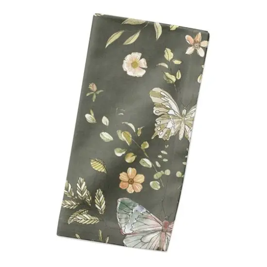 Butterfly Cotton Twill Napkin Forest Green {3}