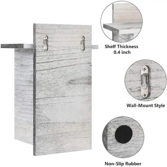 NEX&trade; 14" Rustic White Wall Mounted Toilet Paper Holder with Shelf {5}