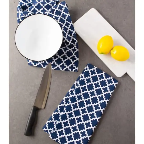 DII&reg; Lattice Dishtowels, 2ct. Nautical Blue {4}