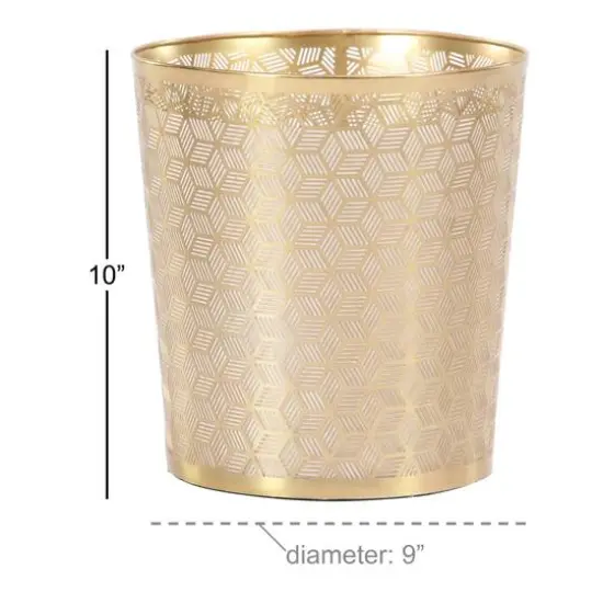 CosmoLiving by Cosmopolitan 10" Geometric Gold Glam Small Waste Bin {6}