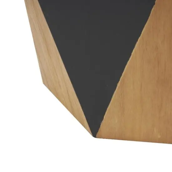 23.75" Brown Wood Geometric Diamond Accent Table with Black Accents {6}