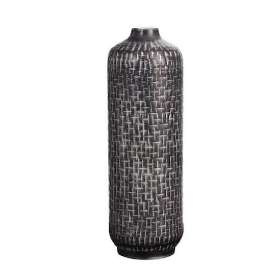 21" Embossed Metal Cylinder Vase {1}