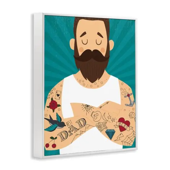 Stupell Industries Best Dad Father's Day Tattoos Framed Giclee Art White {4}