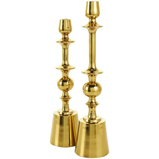 Gold Aluminum Candle Holder Set {5}