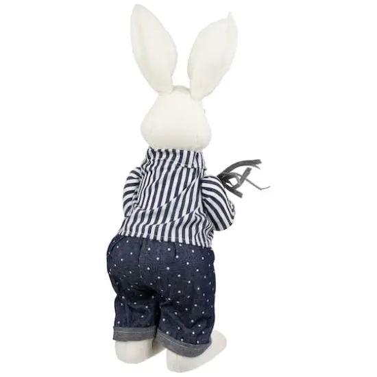19" Navy Blue Standing Boy Bunny with Carrot Easter Figure {6}