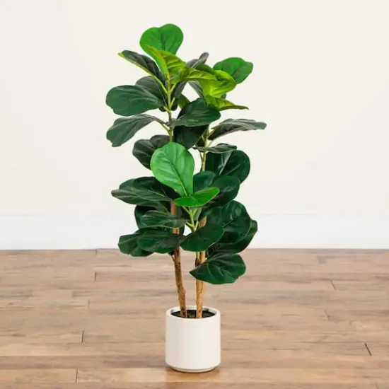 3ft. Artificial Fiddle Leaf Tree in Decorative White Planter {8}