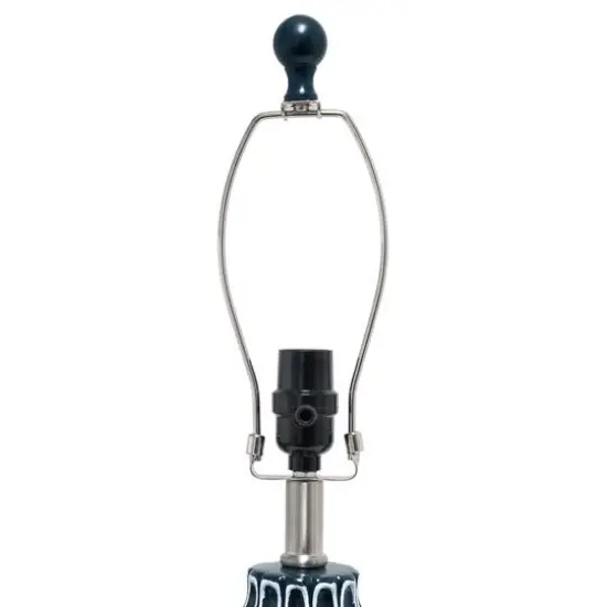 Lalia Home 22" Blue Moroccan Table Lamp with Fabric White Shade {10}