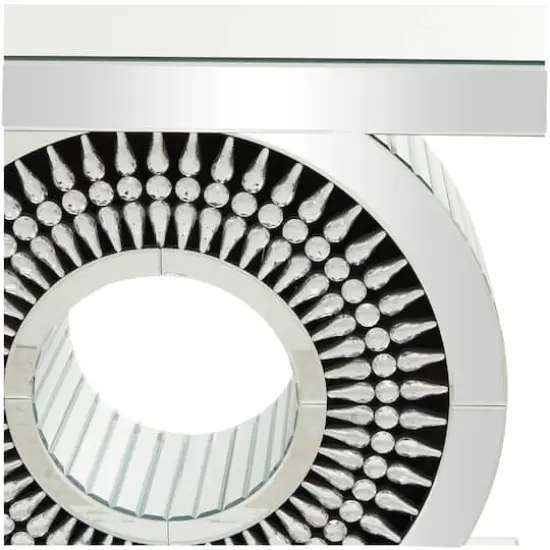 Silver Wood Mirrored Crystal Console Table 47" x 16" x 30" {5}